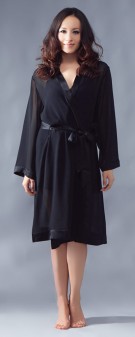 Kimono Seide Damen - schwarz