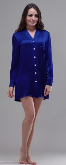 Nachthemd Seide Damen - marineblau