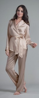 Seiden Pyjama Damen - khaki