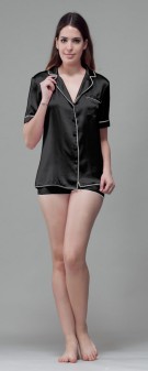 Seidenpyjama Damen - schwarz